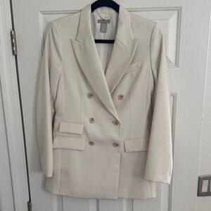 H&M Cream Double-Breasted Blazer
